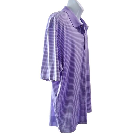 Greg Norman Play Dry Mens Polo Shirt XXL Purple Striped Short Sleeve Shark Logo - Picture 5 of 7